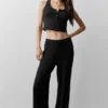 Canotte Henley en modal à coste - Noir