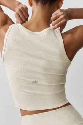 Canotte Henley en modal à coste – Oatmeal Heather