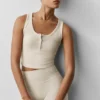 Canotte Henley en modal à coste - Oatmeal Heather