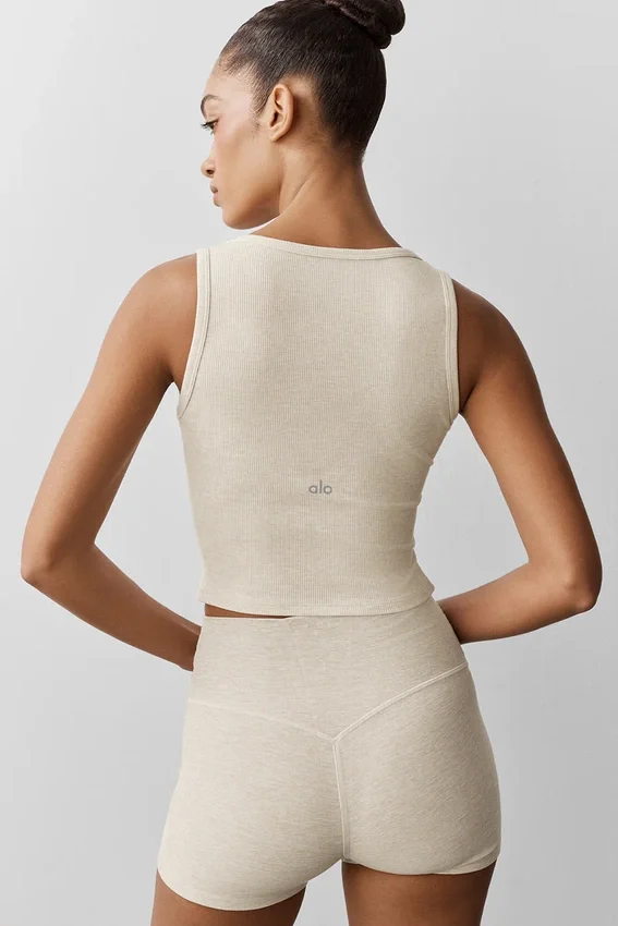 Canotte Henley en modal à coste - Oatmeal Heather
