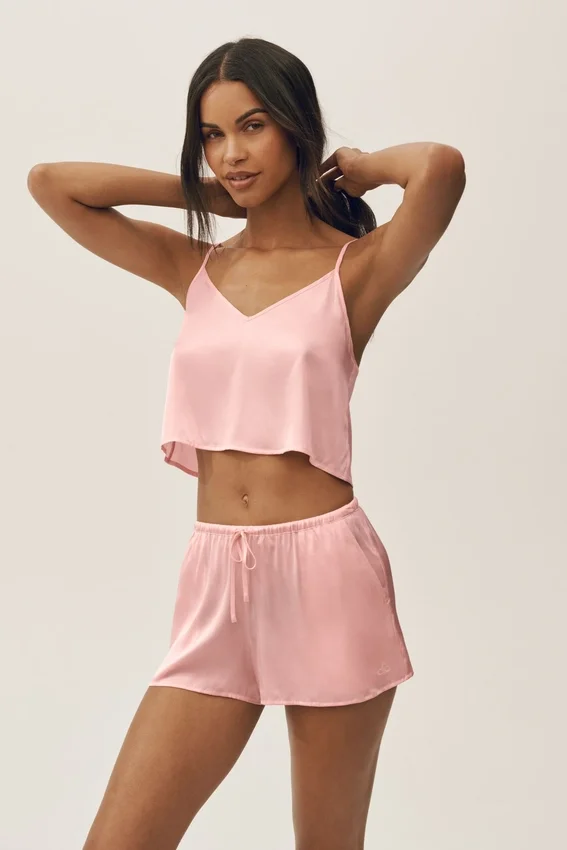 Canotte Radiance in misto seta - Rosa sole