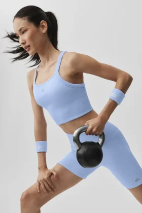 Canotte senza cuciture a costine Favorite Bra - Blu Provenza chiaro