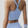 Canotte senza cuciture a costine Favorite Bra - Blu Provenza chiaro