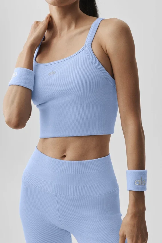 Canotte senza cuciture a costine Favorite Bra - Blu Provenza chiaro