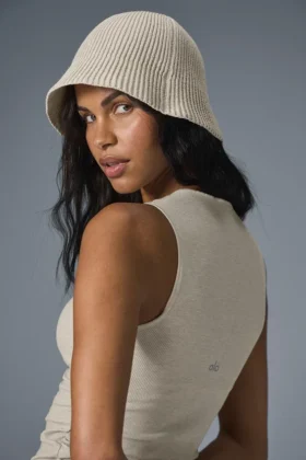 Cappello a campana in maglia di denim - Avorio/Latte d'avena