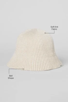Cappello a campana in maglia di denim – Avorio/Latte d’avena