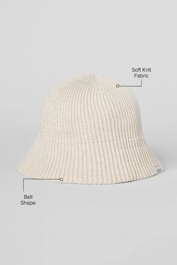 Cappello a campana in maglia di denim - Avorio/Latte d'avena