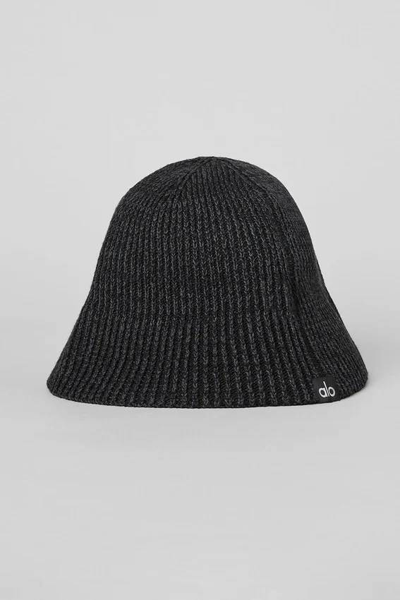 Cappello a cloche in maglia denim - Nero/Antracite