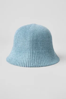 Cappello a cloche in maglia di denim - Blu celeste/Blu celeste scuro