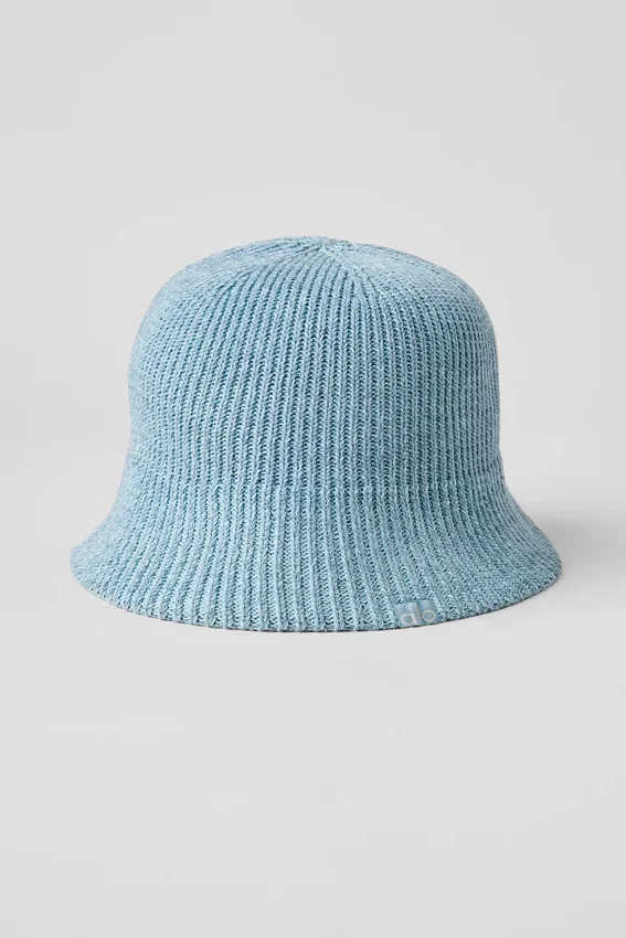 Cappello a cloche in maglia di denim - Blu celeste/Blu celeste scuro