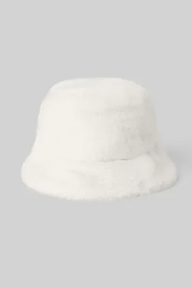 Cappello a secchiello in pelliccia sintetica – Avorio