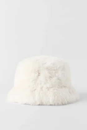 Cappello a secchiello Starstruck in pelliccia sintetica – Avorio