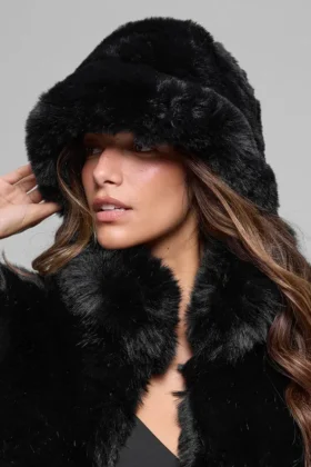 Cappello a secchiello Starstruck in pelliccia sintetica - Nero