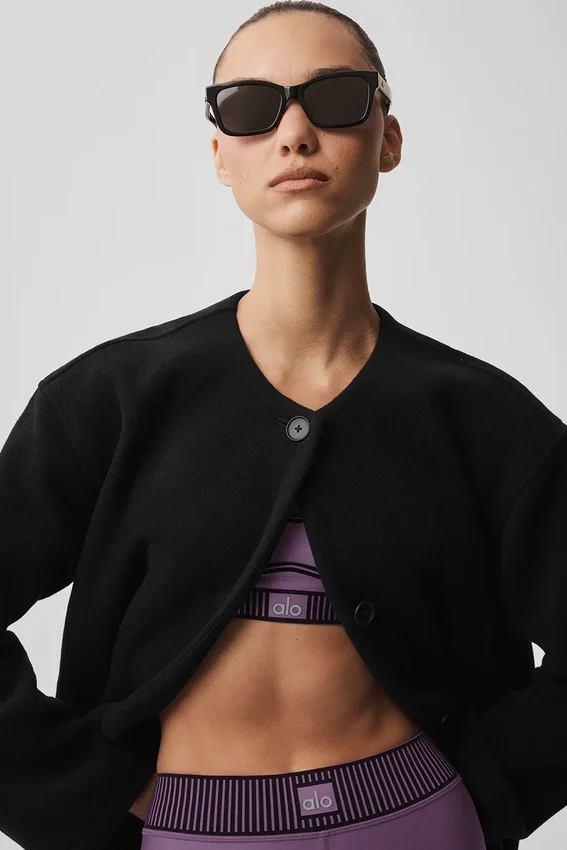 Cappotto lungo City Girl in lana double face - Nero