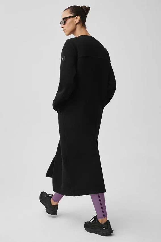 Cappotto lungo City Girl in lana double face - Nero