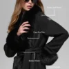 Cappotto lungo con bordi in pelliccia sintetica - Nero