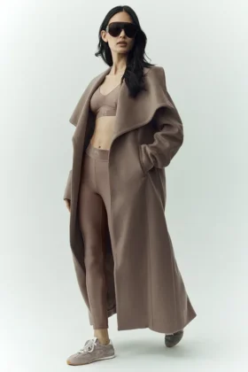 Cappotto lungo Nightfall in misto lana - Grigio cacao alpino melange