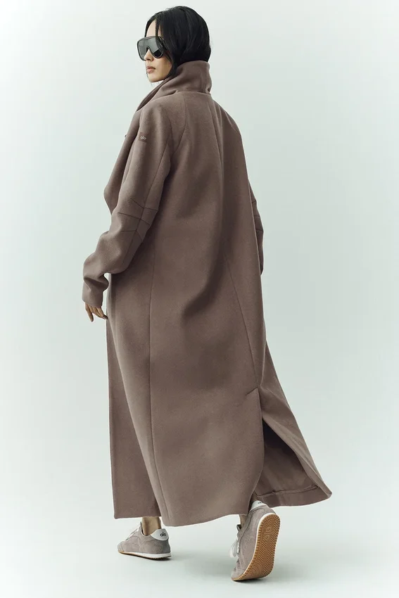 Cappotto lungo Nightfall in misto lana - Grigio cacao alpino melange