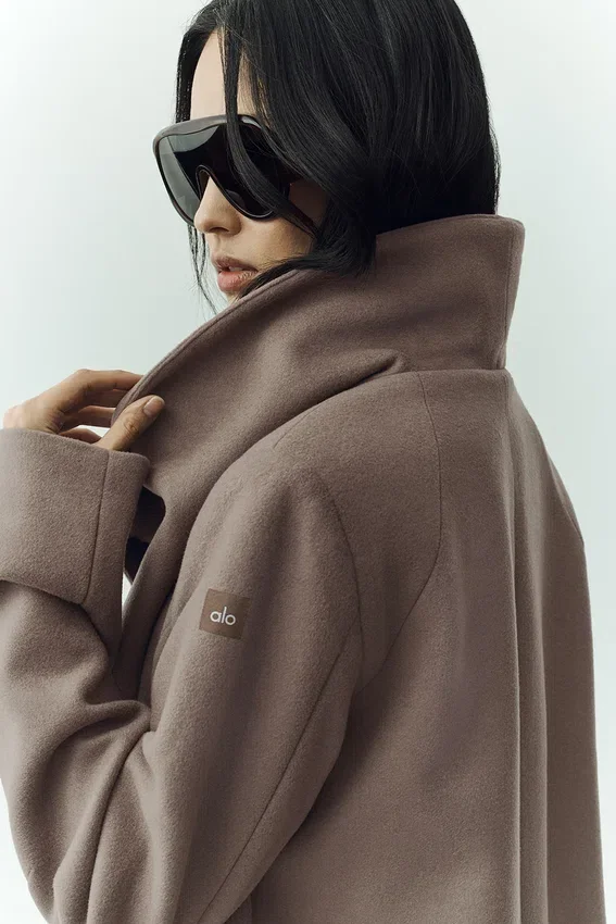 Cappotto lungo Nightfall in misto lana - Grigio cacao alpino melange