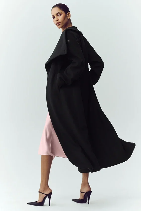 Cappotto lungo Nightfall in misto lana - Nero