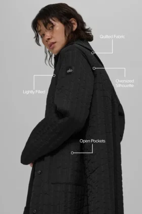 Cappotto lungo trapuntato Skyline – Nero