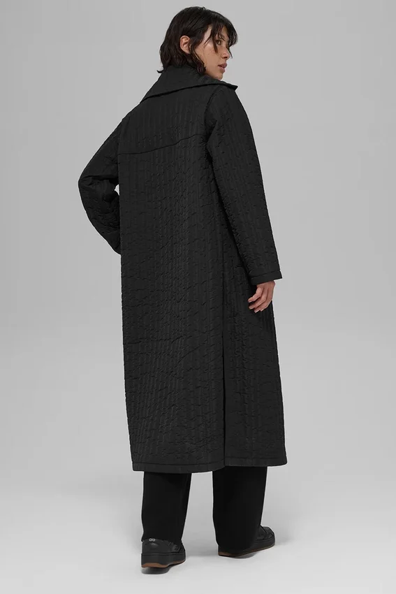 Cappotto lungo trapuntato Skyline - Nero