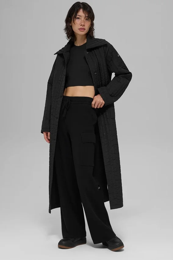 Cappotto lungo trapuntato Skyline - Nero