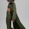 Cappotto lungo trapuntato Skyline - Verde oliva