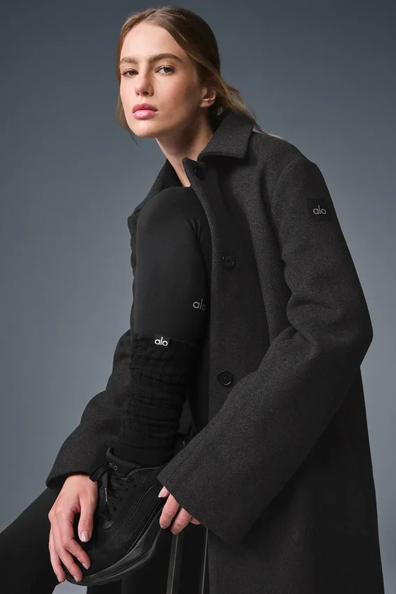 Cappotto lungo Wool Metro - Grigio melange scuro