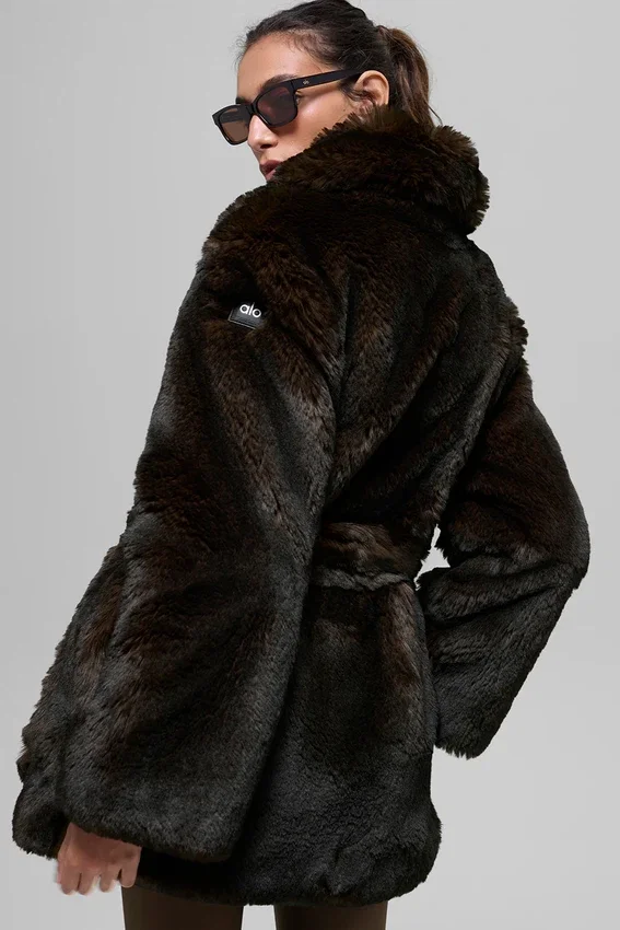 Cappotto Starstruck in pelliccia sintetica - Marrone mezzanotte/Nero