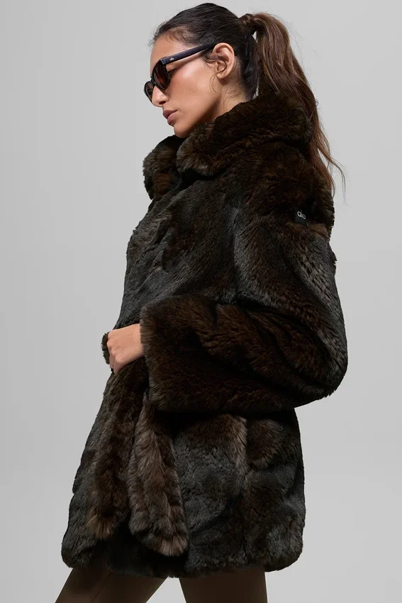 Cappotto Starstruck in pelliccia sintetica - Marrone mezzanotte/Nero