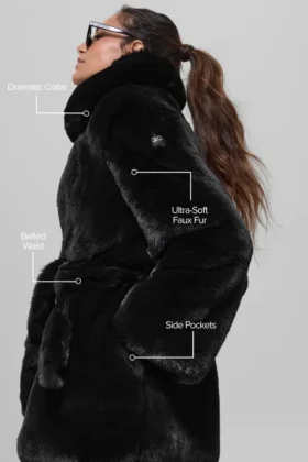 Cappotto Starstruck in pelliccia sintetica – Nero