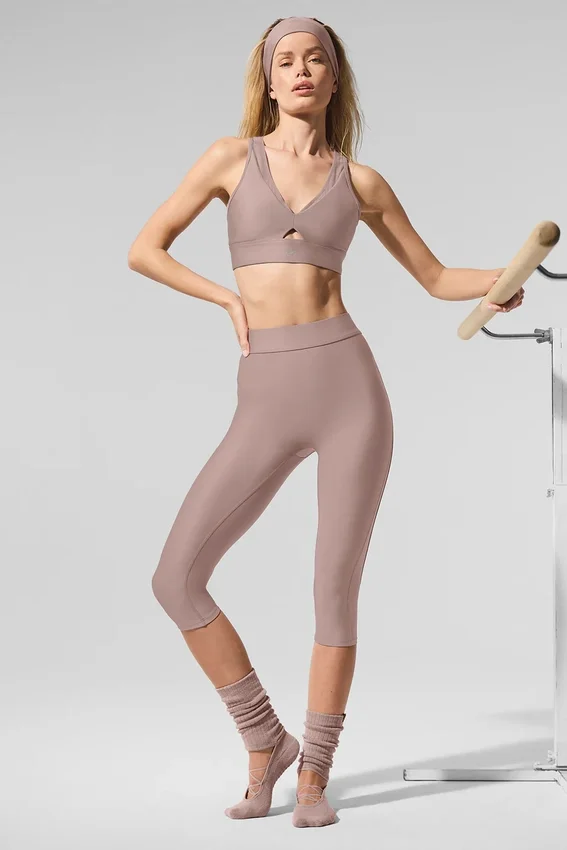 Capri High-Waist Airlift in rete “Just Right” - Taupe