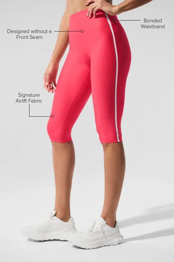 Capri High-Waist Airlift super aderenti con dettagli a contrasto - Rosso caramella/Bianco