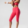 Capri High-Waist Airlift super aderenti con dettagli a contrasto - Rosso caramella/Bianco