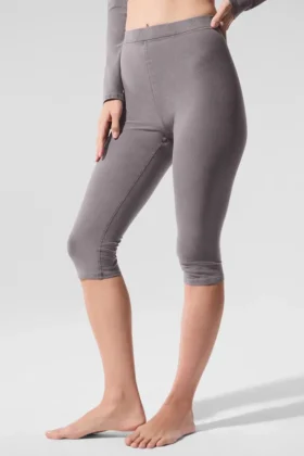 Capri iconici anni '90 High-Waist in Alosoft lavato - Lavaggio grigio freddo