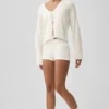 Cardigan con collo a cravatta New Class in misto lana e cashmere - Avorio