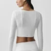 Cardigan corto a coste "Whisper" - Bianco