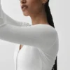 Cardigan corto a coste "Whisper" - Bianco