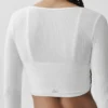 Cardigan corto a coste "Whisper" - Bianco