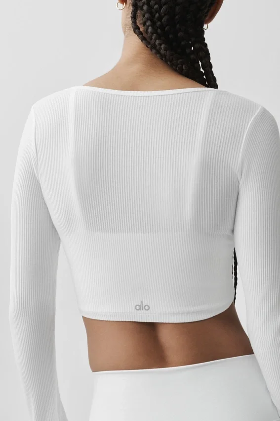Cardigan corto a coste "Whisper" - Bianco