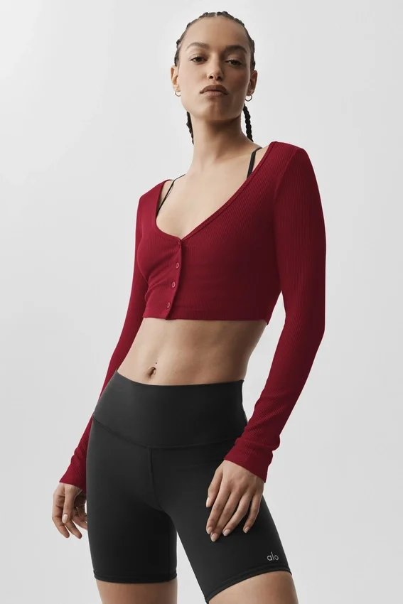 Cardigan corto a coste Whisper - Rosso Summer Romance