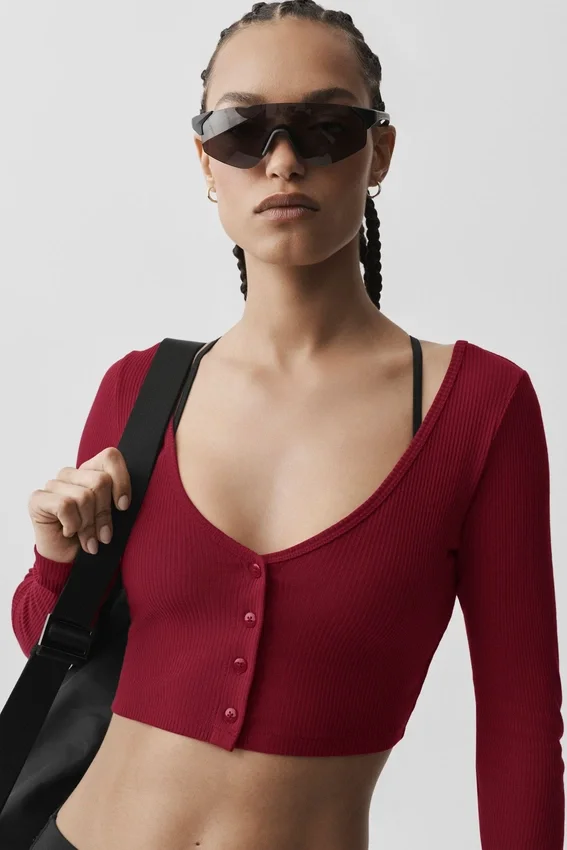 Cardigan corto a coste Whisper - Rosso Summer Romance
