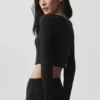 Cardigan corto a costine Whisper - Nero