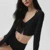 Cardigan corto a costine Whisper - Nero