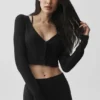 Cardigan corto a costine Whisper - Nero