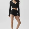 Cardigan corto a costine Whisper - Nero