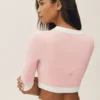 Cardigan corto Capri Dream in cotone e cashmere - Rosa sole/Bianco