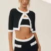 Cardigan corto Capri Dream in misto cotone e cashmere - Nero/Bianco