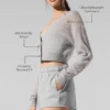 Cardigan corto in cashmere trasparente - Grigio melange sportivo